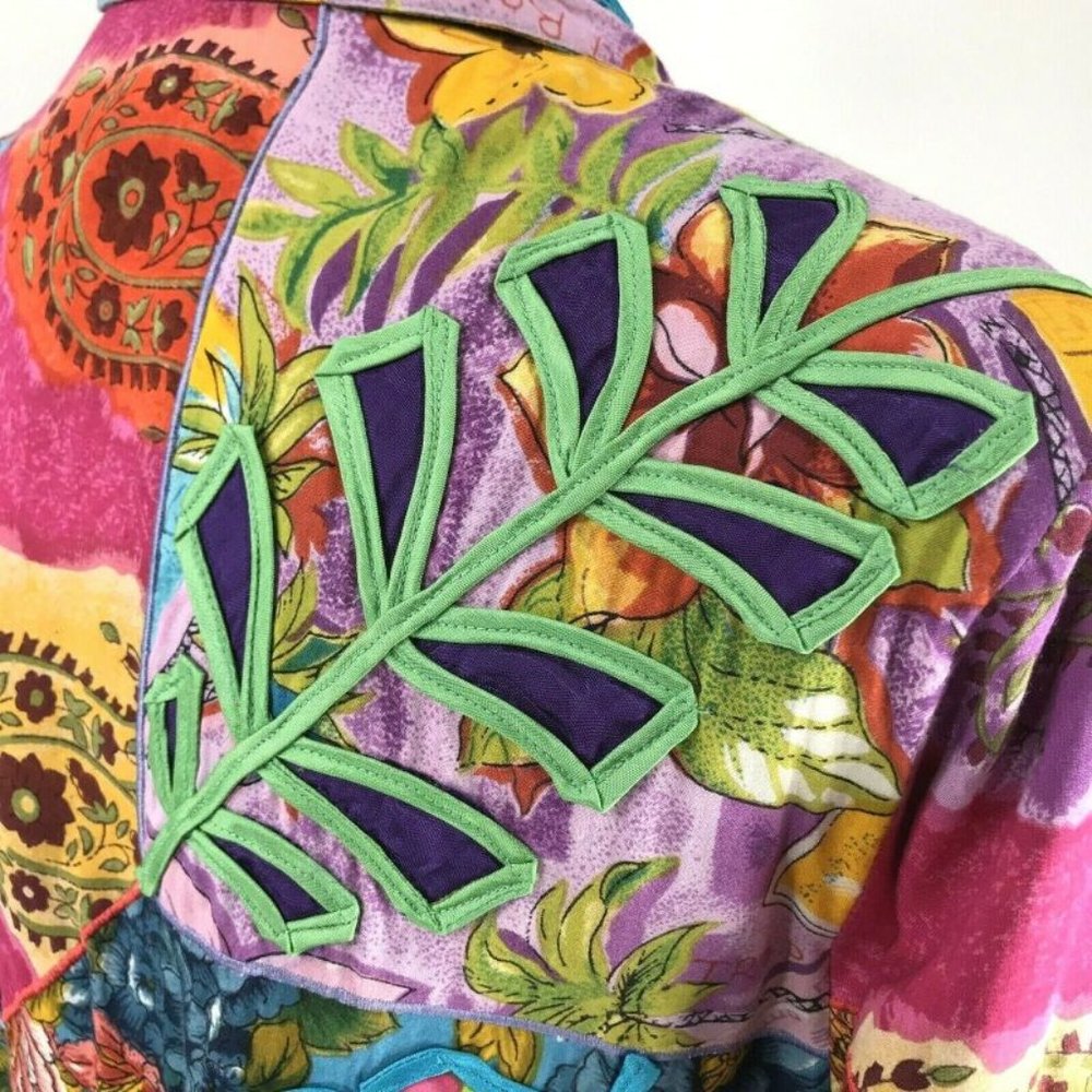 Sandy Starkman M Jacket Patchwork Floral 90s Bold - image 3